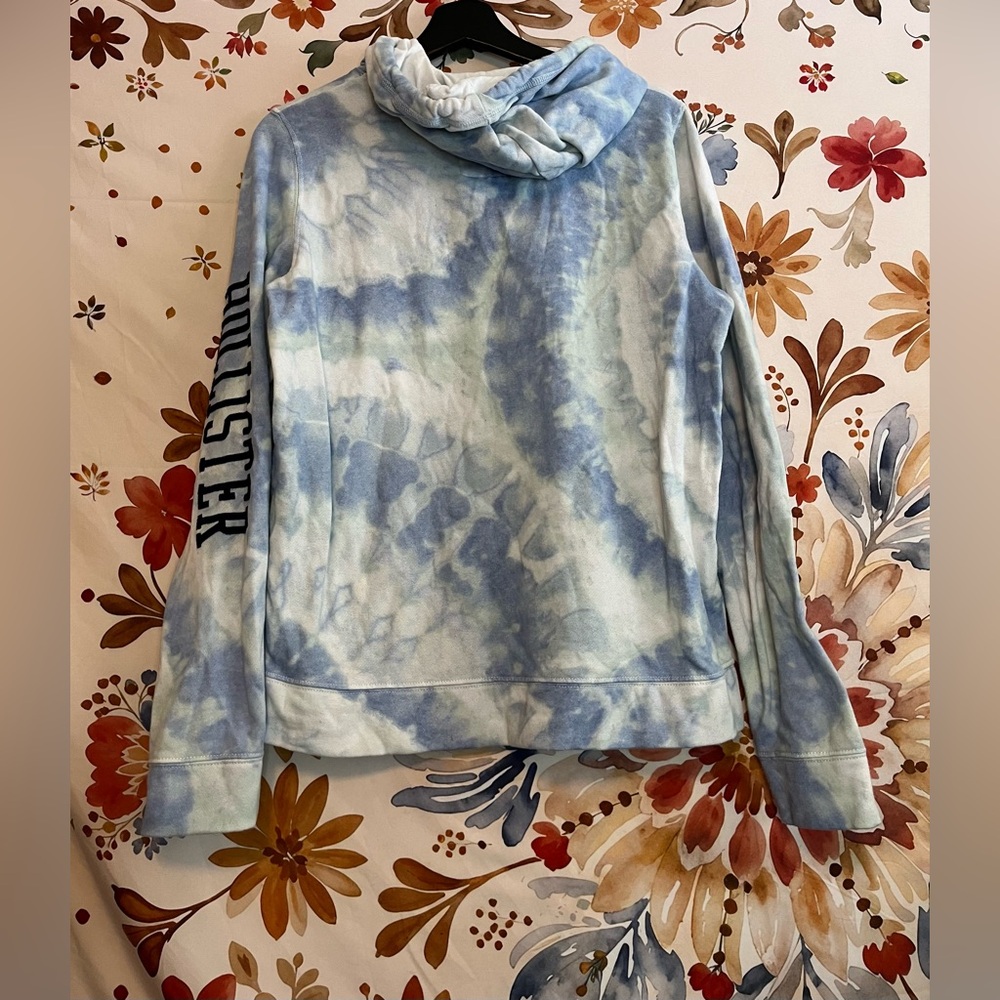 Hollister Women’s L Blue Tie dye Pullover Casual Spring Fall Lounge Hoodie Dorm - Picture 3 of 7